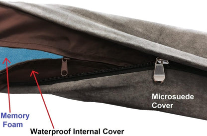 Orthopedic Dog Bed with Memory Foam for Medium Large Pet, Waterproof Liner, Washable Microsuede Gray Cover, 41X27X4 Inch (Fit 42X28 Crate)