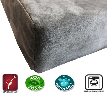 Orthopedic Dog Bed with Memory Foam for Medium Large Pet, Waterproof Liner, Washable Microsuede Gray Cover, 41X27X4 Inch (Fit 42X28 Crate)
